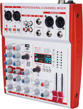 mw-4 white 4Channel Audio Mixer with 99 Sound Effects for PC,Portable Sound Mixing Console with BT USB Recording Input for Live Streaming,Podcasting