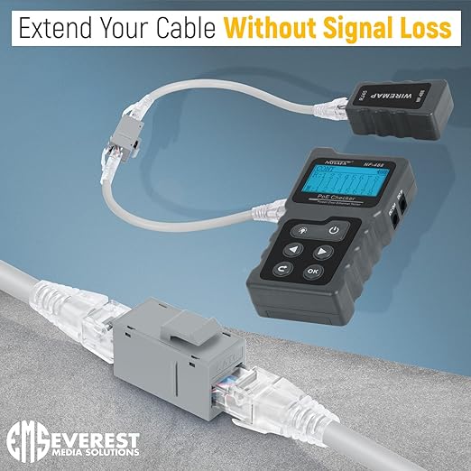 Everest 24-Pack Cat6 RJ45 Keystone Coupler - Female to Female - Gray - Ethernet Cable Extender