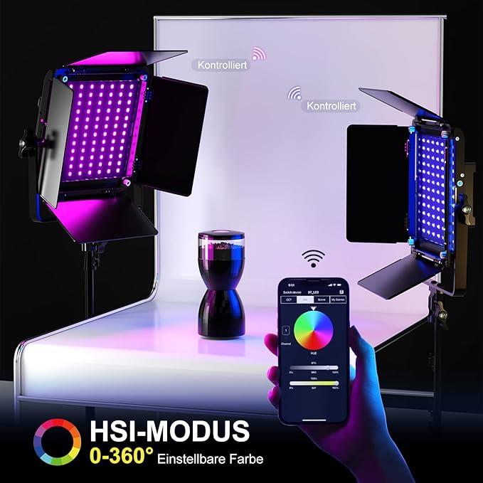 GVM 800D RGB Led Video Light, 2PCS Video Lighting Kit with APP Control, 40W Photography Lighting Led Panel Light with 18 Kinds of The Scene Lights for Studio YouTube, 3200K-5600K, CRI 97+