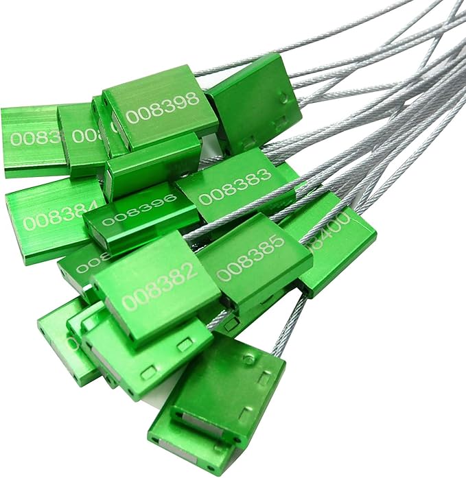Tamper Evident Pull Tite Security Cable Seals Alumium Alloy Shipping Container Tags ISO 17712 Standard (Pack of 100, Green)