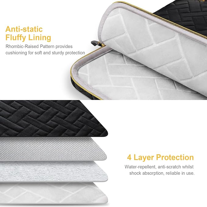 Lacdo Laptop Sleeve Case for 15 inch New MacBook Air M4 A3241 2025, M3 A3114, M2 A2941 2024-2023, 15 inch MacBook Pro A1990 A1707, Dell XPS 15 Plus Computer Bag with Accessory Pocket, Elegant Black