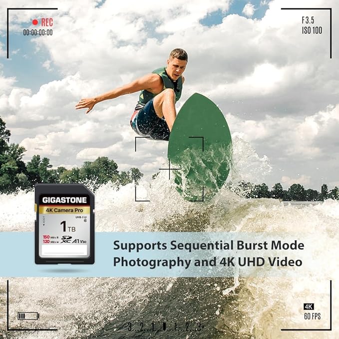 [5-Yrs Free Data Recovery] GIGASTONE 1TB SD Card with USB Type C Card Reader, 4K Camera Pro, A1 V30 U3 SDXC Memory Card Compatible with Canon Digital Camera, with 1 Mini case