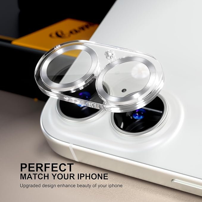 beuxece for 6 Pack iPhone 16 / iPhone 16 Plus Camera Lens Protector [Drop Protection] [Case Friendly] [Easy Installation] 9H Tempered Glass Camera Screen Protector Cover Accessories, CD Silver