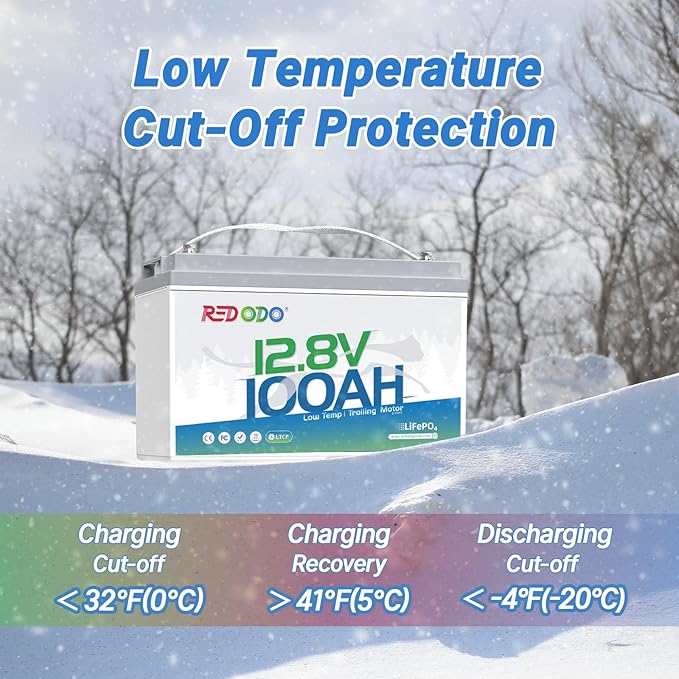 Redodo 12V 100Ah LiFePO4 Battery, Low Temperature Protection, Trolling Motor Battery Group 31 Lithium Battery Built in Upgraded 100A BMS, Ideal for Marine, Boat, RV, Solar and Off Grid