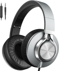 AILIHEN C90 Wired Headphones with Microphone Volume Control, Noise Reduction Over Ear Headphones Wired 3.5mm, Super Soft Corded Headphone for Cellphones, Tablet and Chromebook (Grey)