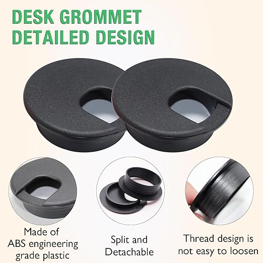 10 Pcs Desk Grommet 1-3/8" / 35 mm, Desk Cord Hole Cover, Cable Grommet ABS Plastic, Desk Hole Grommet for Home & Office Pc, Detachable Cable Cord Organizer-White