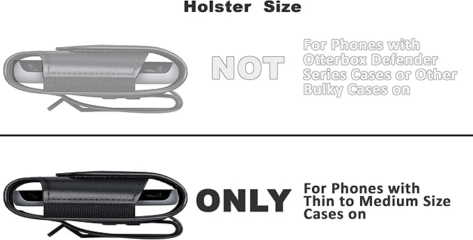 DeBin Holster for iPhone 17 17 Pro 16 16e 16 Pro 15, 15 Pro 14 13 12 11 X Xs 10 XR, Galaxy S25 S24, S23, S22 - Cell Phone Belt Holder Clip Case Pouch Cover (Fits Cellphone with Case on) Black