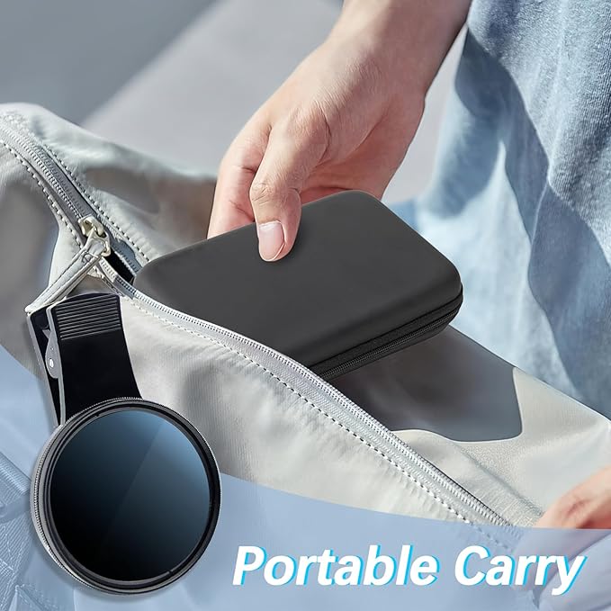 52MM Circular Polarizer Filter for Phone, Clip-on CPL Phone Camera Lens Filter Compatible with iPhone 16 15 14 13 and Other Smart Phones, Ultra Slim Multi-Coated CPL Lens Filter with Case