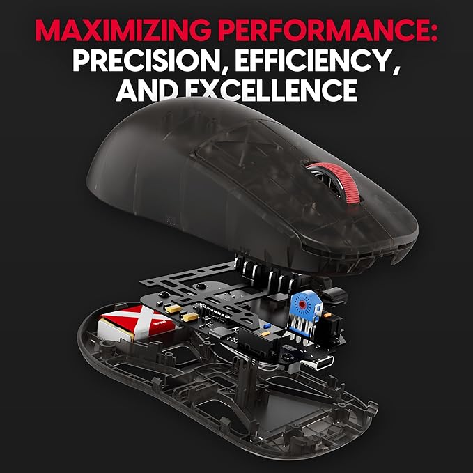 Pulsar Gaming Gears - Super Clear Limited Edition: X2H Wireless Gaming Mouse, Symmetrical, Ultra Lightweight 1.90 oz (54g), PAW3395 26k DPI, Optical Switch (Medium, Clear Black)
