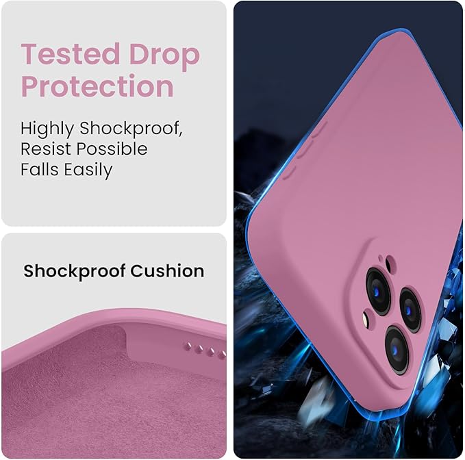 FireNova Designed for iPhone 15 Pro Max Case, Silicone Upgraded [Camera Protection] Phone Case with [2 Screen Protectors], Soft Anti-Scratch Microfiber Lining Inside, 6.7 inch, Lilac Purple
