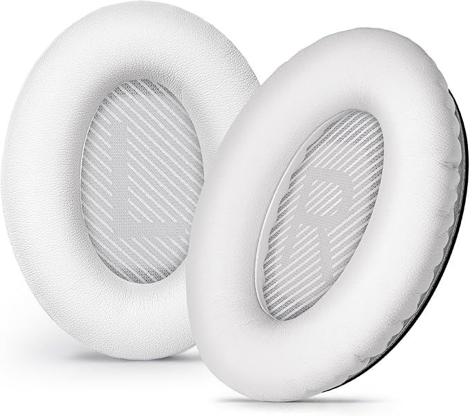 Replacement Ear-Pads Cushions for Bose QuietComfort-35 (QC-35) and QuietComfort-35 II (QC-35 II) Over-Ear Headphones (White)