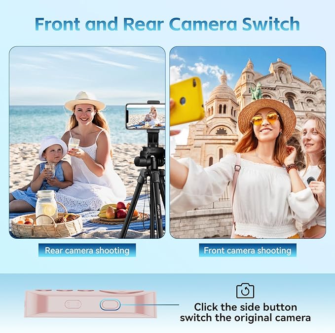 Bluetooth Camera Remote Shutter with Zoom and Front/Rear Camera Switch for Photo and Vlogging,Cllphone Remote Clicker for iOS & Android Smartphone, Wireless Video Scrolling for Tiktok