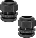 1-1/4" NPT Nylon Cable Glands, IP68 Waterproof Adjustable Cord Grip Cable Connector Strain Relief Wire Protectors for 25-32mm Cable Diameter, 2 Pcs, Black