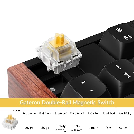 Keychron Magnetic Switches Dawn Linear - 110 PCS, 30gf, Pre-Lubed, 0.1mm Adjustable Actuation, Gateron Double-Rail Hall Effect, Compatible Replacement for HE Keyboards Only