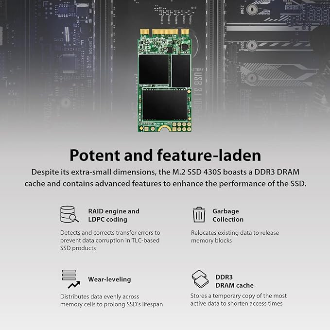 Transcend 128GB M.2 2242 SATA III SSD with Dram Cache, Up to 560MB/s, Compatible w/Ultrabook/Laptop/PC/Desktop, 3D TLC NAND Flash Internal Solid State Drive, LDPC Error Correction, SLC Cache, B+M Key