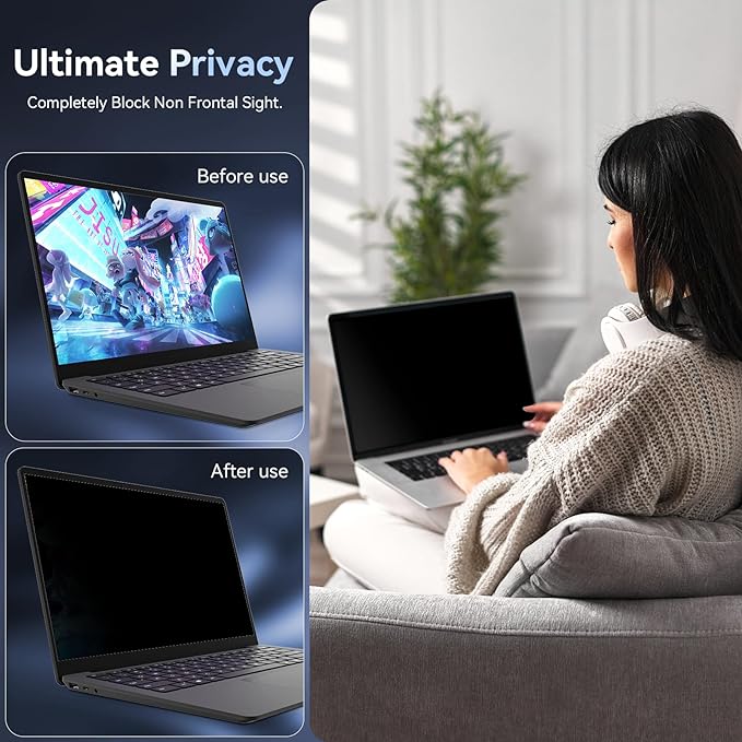 13.3 Inch Laptop Privacy Screen Compatible with Lenovo Hp Dell Acer Asus Thinkpad Envy Xps, 16:10 Aspect Removable Anti Glare Blue Light Filter Protector,13 in Computer Monitor Privacy Shield