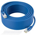 Cat5e Ethernet Cable 50 FT, Cat 5e Internet Cable, Blue Snagless Patch Cord, Flexible, Network, LAN, PoE, Standard RJ45 Connector for PC, Server, Router, Modem, TV, PS5 - with 15 Cable Ties