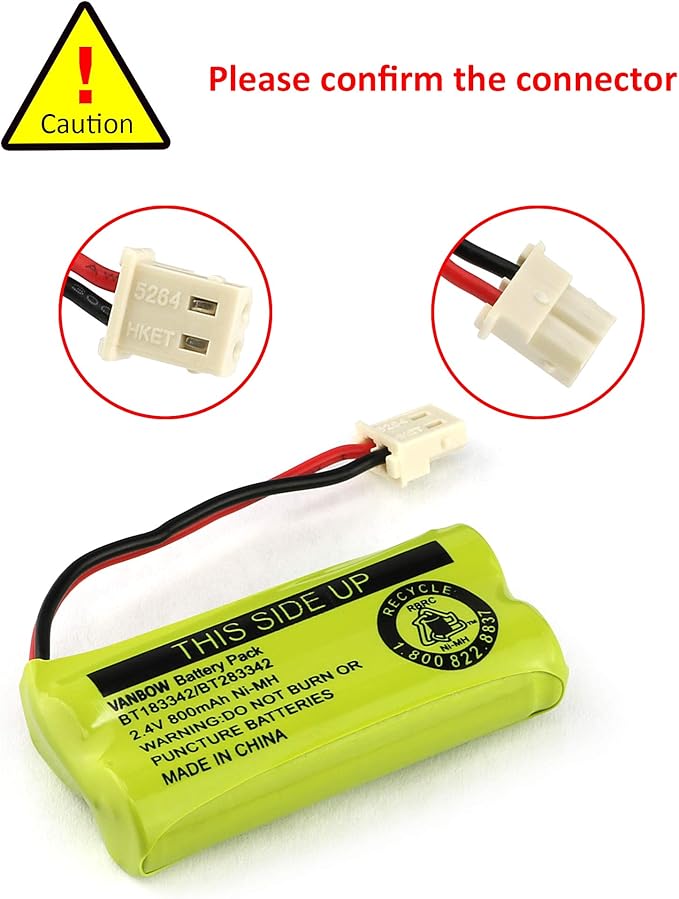 BT183342/BT283342 2.4V 800mAh Ni-MH Battery Compatible with AT&T VTech Cordless Phone Batteries BT166342/BT266342 BT162342/BT262342 CS6709 CS6609 CS6509 CS6409 EL52100 EL50003 (Pack 8)