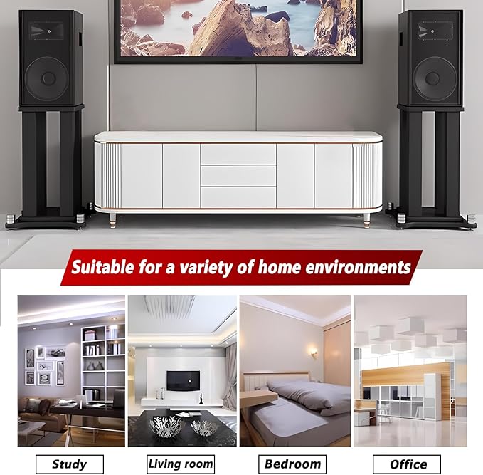 A Pair of Universal Speaker Stands, Heavy Duty Speaker Stands Holds Bookshelf Speaker Satellite Speaker Large Speaker, Vibration-Absorbing MDF Design, Holds 88lbs Speaker (Black, 80cm/31.4in)