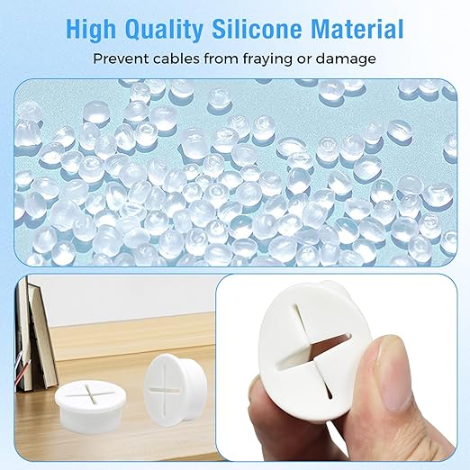 Desk Grommet, 1 in 25 mm Silicone Rubber Grommets, Yellow Desk Hole Cover for Cables, Flexible Wall Cord Pass Through Grommet for Office Table Computer Home Furniture Wire Organizer-8 Pcs