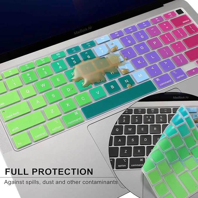 Allinside Silicone Keyboard Cover for New MacBook Air 13 inch A2179 Released in 2020 with Touch ID and Retina Display US Version, Rainbow