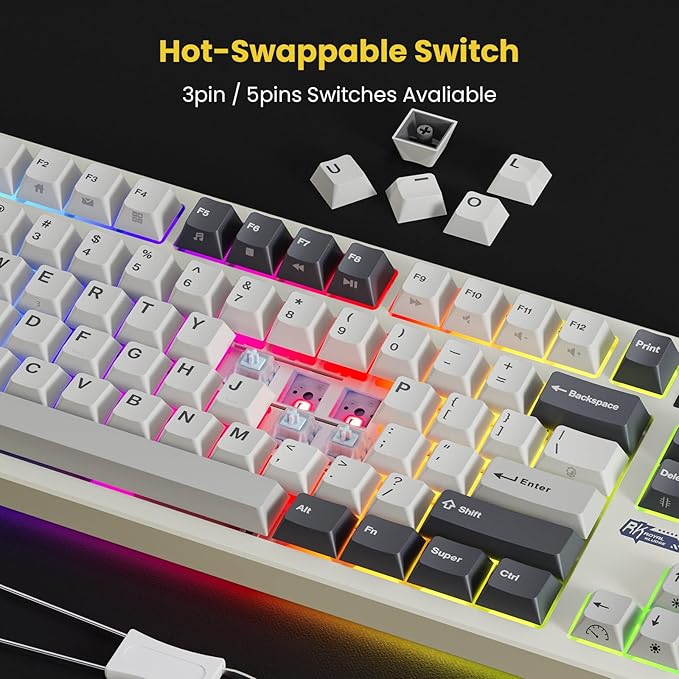 RK ROYAL KLUDGE S85 Wireless Mechanical Keyboard, TKL Keyboard with Display & Ratchet Knob, Triple-Mode Bluetooth/2.4GHz/USB-C, Custom Linear Silent Switches, 7200mAh Battery, Hot Swappable, 85 Keys