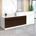 Reception Desk with Counter Modern Checkout Counter with Lockable Drawer Keyboard Tray Receptionist Desk for Office Salon Reception Table L Left 47inch/120cm