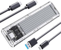 ORICO M.2 NVMe SSD Enclosure, USB 3.2 Gen 2 (10 Gbps), Transparent External Solid State Drive Adapter Enclosure for 2280 2260 2242 2230 PCI-E M2 M-Key SSD, USB Type C Converter Case-TCM2 Silver