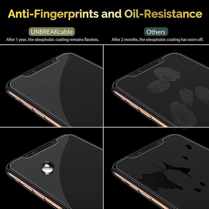 UNBREAKcable 3-Pack Screen Protector for iPhone 11 Pro/X/XS 5.8", 9H Premium Tempered Glass Screen Protector for iPhone X/iPhone Xs/iPhone 11 Pro [Easy Install, No Bubble, Anti-Scratch]