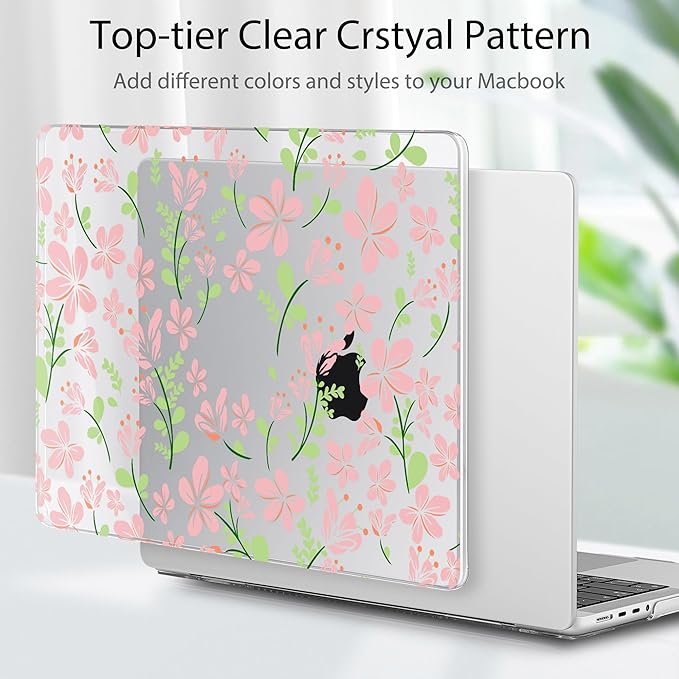 Tuiklol for MacBook Pro 14 Inch Case 2024-2021 Release M4 A3112 A3401 A3185/M3 A2918 A2992/M2 A2779/M1 A2442 Pro/Max,Hard Shell Case with Keyboard Cover & Screen Protector for Touch ID,Unique Flower
