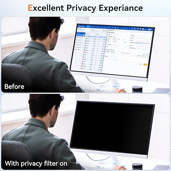 23.6 Inch Computer Privacy Screen Filter for 16:9 Aspect Ratio Widescreen Monitor - Anti Glare Blue Light Filter, Removable Computer Monitor Privacy Shield, Anti-Scratch Screen Protector Film 23.6 in