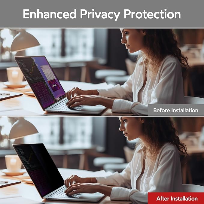 BERSEM 14 inch Removable Laptop Privacy Screen Filter for 16:9 Ratio Monitor, Anti-Spy, Anti-Glare, Anti-Scratch, UV-Blocking