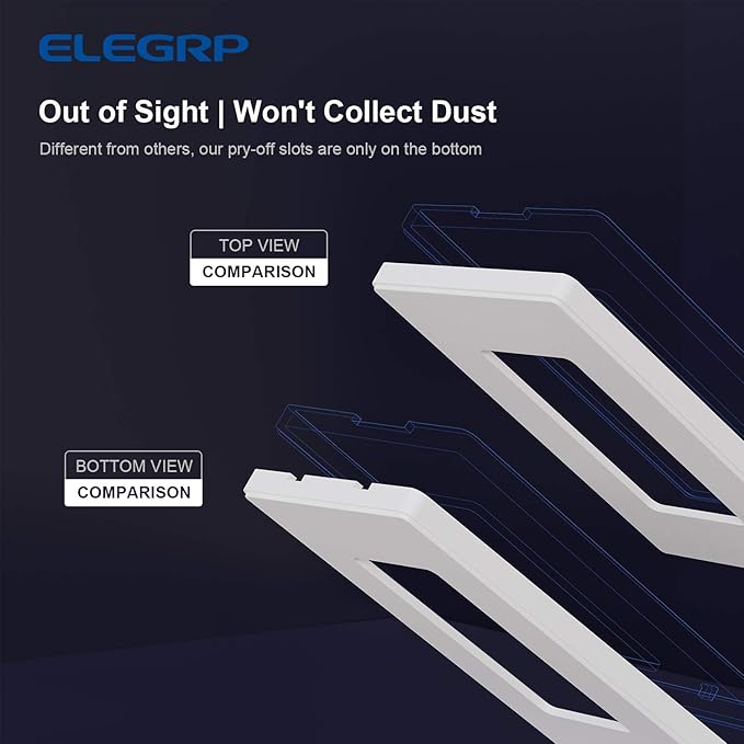 ELEGRP Matte White 1-Gang Screwless Decorative Wall Plates, Standard Size Unbreakable Thermoplastic Faceplate Cover for Decorator Receptacle Outlet Switch, UL Listed (50 Pack)