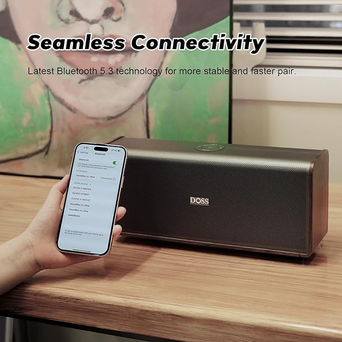 DOSS SoundBox Ultra Bluetooth Speaker with 2.1 Channel Audio, 80W Superior Sound with Deep Bass, Two DSP Technologies, 18H Playtime, BT 5.3, Wireless for Home, Office, Livingroom
