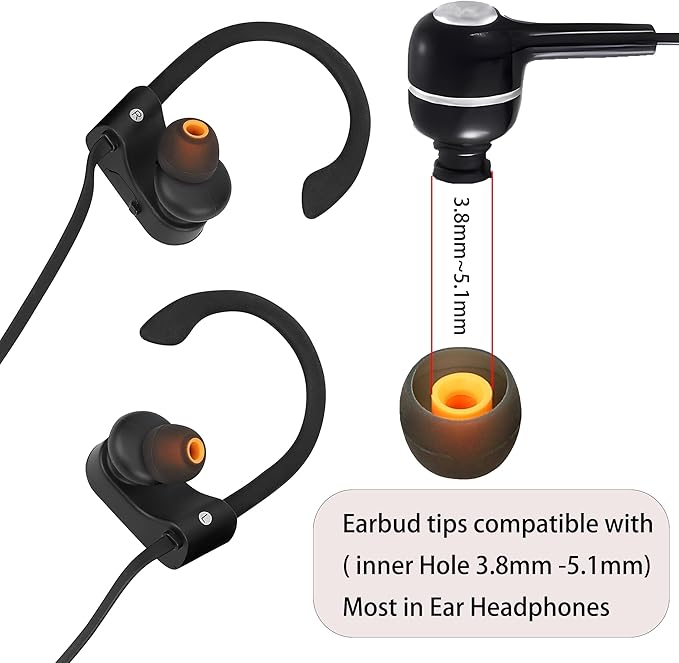 Silicone Replacement Earbud Tips Ear Tips Fit Most in-Ear Earbuds(Inner Hole 3.8mm -5.1mm) Headphone Rubber Tips Earbud Covers 9 Pairs S M L