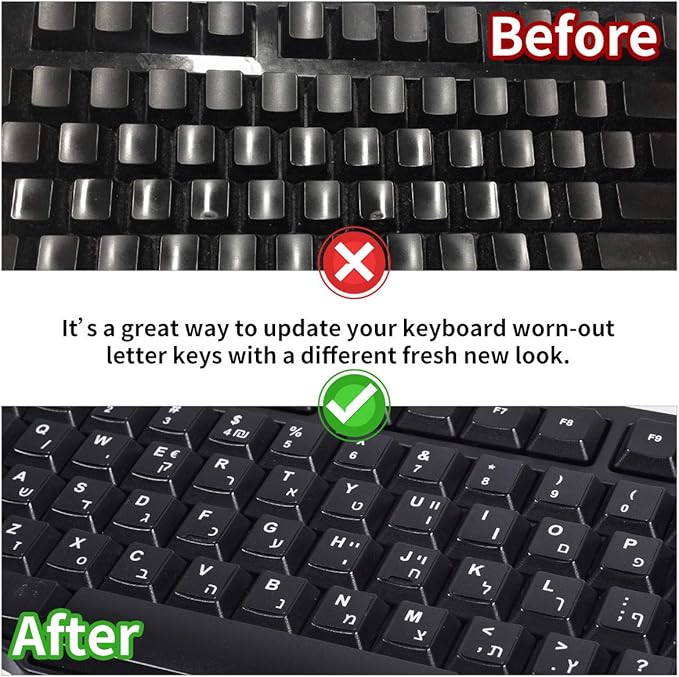 [2PCS Pack] French Keyboard Stickers,Matte Vinyl Keyboard Sticker with White Letters Non-Transparent for PC Computer Laptop Notebook Desktop Keyboards (French)