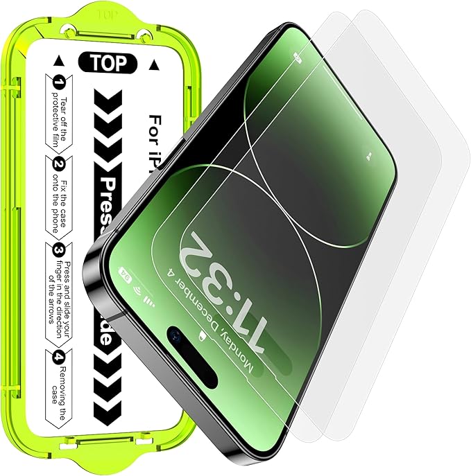 Esanik for iPhone 14 Pro Matte Glass Screen Protector [Auto-alignment] Anti-Glare & Anti-Fingerprint,Anti-Reflection,Bubble Free, Smooth as Silk, 2 Pack 9H Glass Screen Cover