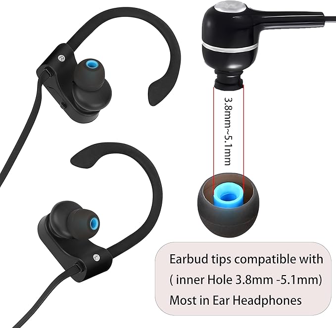 Silicone Earbud Tips Replacement Ear Tips Earbud Covers Fit Most in-Ear Earbuds(Inner Hole 3.8mm -5.1mm) Headphone Earbud Rubber Tips9 Pairs S M L