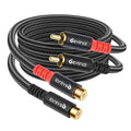 evinal RCA Female to Male Extension Cable - Premium Audio Extender Cord for High Sound Quality & Durability, Compatible with Home Theater, TV, Soundbar - 6.6ft/2m