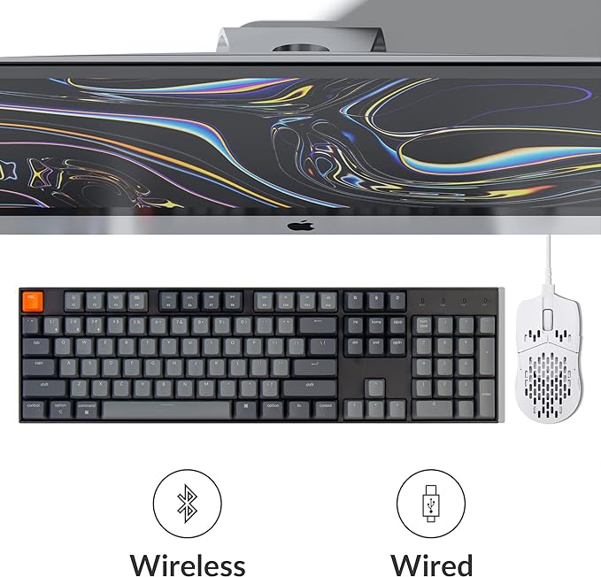 Keychron K10 Full Size Layout White LED Backlit Hot-Swappable Mechanical Keyboard for Mac Windows, Multitasking 104-Key Bluetooth Wireless/USB Wired Computer Keyboard with K Pro Brown Switch