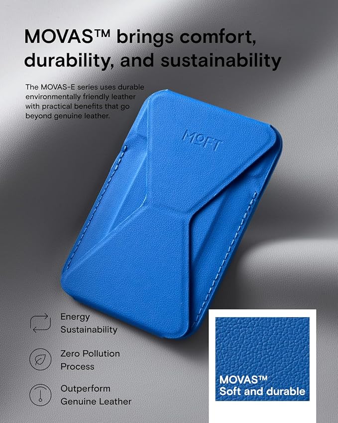 MOFT Magnetic Wallet Stand Compatible with iPhone 16/15/14/13/12 Series, Angle Adjustment & Magsafe Compatible MOVAS Phone Stand,Sapphire