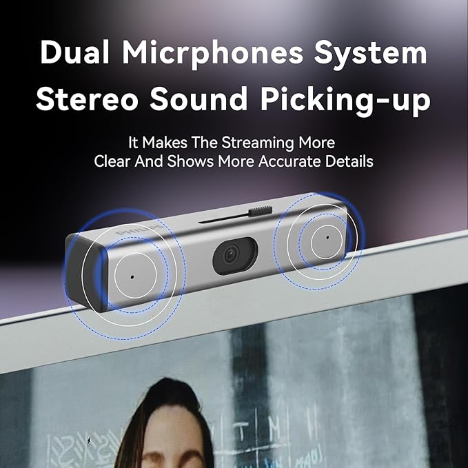 PHILIPS Webcam for PC Streaming with Microphone - 2K Webcam for Desktop Web-Camera, Light Correction, Laptop Web Cam with 2 Mics, USB Camera for Gaming, Laptop/Mac/Zoom/YouTube/Video Calling/Office