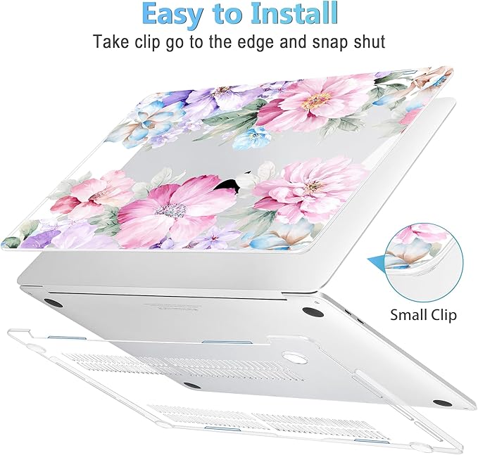 Mektron for MacBook Pro 16 inch Case 2020 2019 Release A2141, Soft Touch Plastic Laptop Case Pro 16-inch with Touch Bar & ID, Illustration Flower