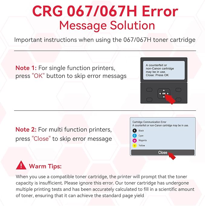 LEMERO 067H Toner Compatible for Canon 067H Toner Cartridges Set Work for Canon MF656Cdw Toner for Canon 067 MF654Cdw MF653Cdw LBP632Cdw Printer, Black Cyan Yellow Magenta 4-Pack of 067h Toner