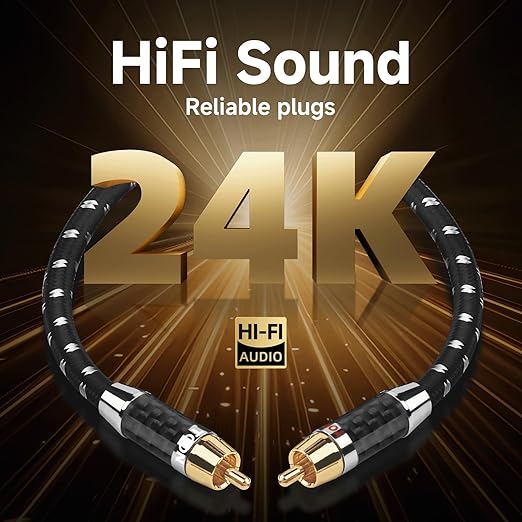 TODN Auidophile 2RCA Male to Male Stereo Audio Cable, OFC RCA Cables for Subwoofer, Home System (9.8ft/3m, 1 Pair)