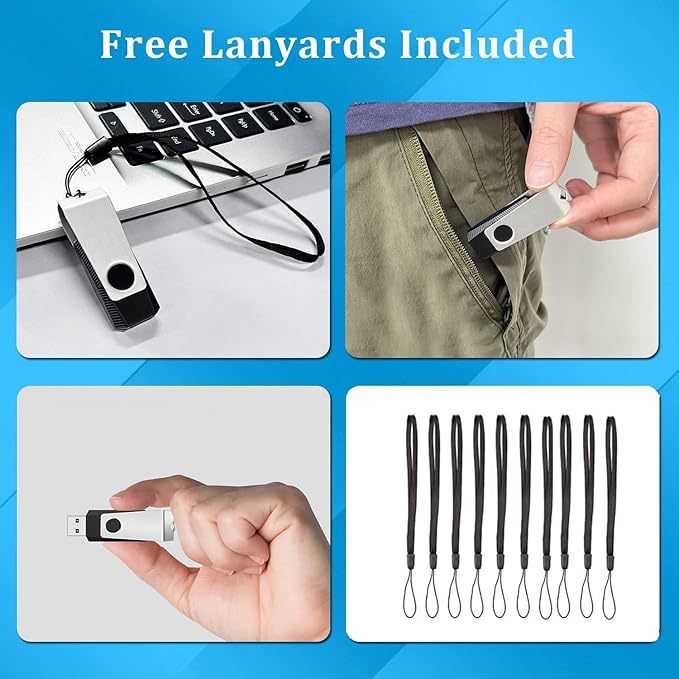 4GB Flash Drives 50 Pack, Wooolken USB 2.0 Thumb Drive with Lanyards Bulk USB Sticks for Weddings,Office, School, Data Storage Backup