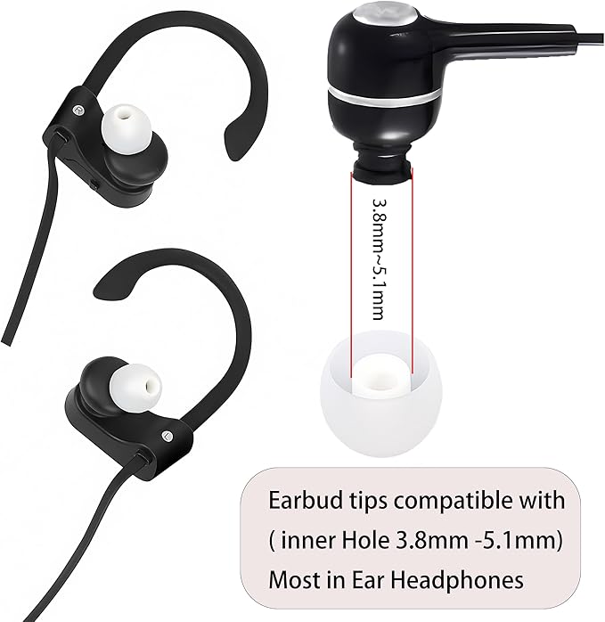Silicone Replacement Earbud Tips Earbud Covers Fit Most in-Ear Earbuds(Inner Hole 3.8mm -5.1mm) Headphone Ear Tips Earbuds Rubber Tips 9 Pairs S M L