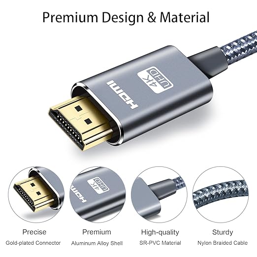 LEADSTAR HDMI Cable 4K 10 ft / 3m, High Speed HDMI 2.0 Cord Braided | 4K@60Hz, Ultra HD, 2160p, ARC, HDR, 3D, HDCP 2.2 | for Xbox, PS5, TV, Laptop, Monitor