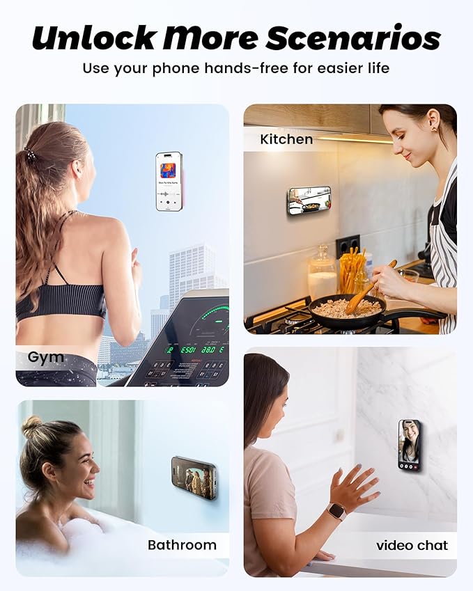 amBand Airplane Travel Essentials Phone Holder, Anti-Slip Magnetic Suction Cup Phone Mount for iPhone Fits Magsafe Attachment, Influencer/Sharer/Content Creator Must Haves for Selfie/Video, Peony Pink