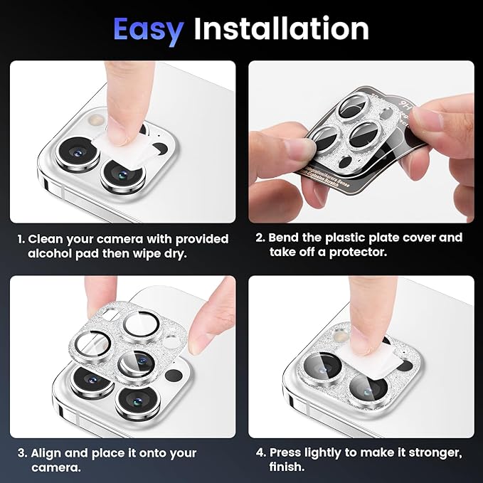 Tensea for iPhone 16 Pro/iPhone 16 Pro Max/iPhone 15 Pro/iPhone 15 Pro Max Camera Lens Protector, Metal Aluminum Alloy Tempered Glass Cover Camera Screen Protector Accessories, Case Friendly